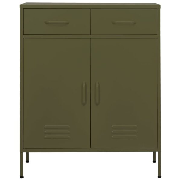 vidaXL Storage Cabinet Olive Green 31.5"x13.8"x40" Steel - Image 2