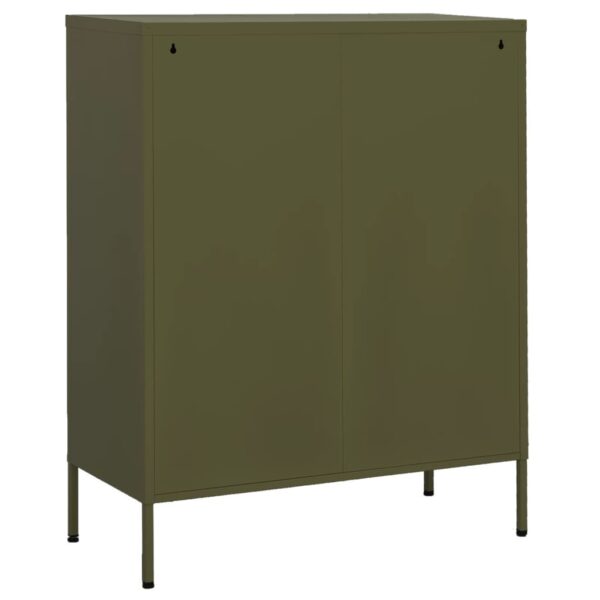 vidaXL Storage Cabinet Olive Green 31.5"x13.8"x40" Steel - Image 4