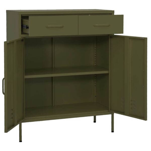 vidaXL Storage Cabinet Olive Green 31.5"x13.8"x40" Steel - Image 5