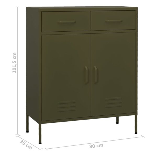 vidaXL Storage Cabinet Olive Green 31.5"x13.8"x40" Steel - Image 10