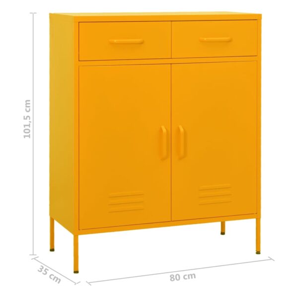 vidaXL Storage Cabinet Mustard Yellow 31.5"x13.8"x40" Steel - Image 10