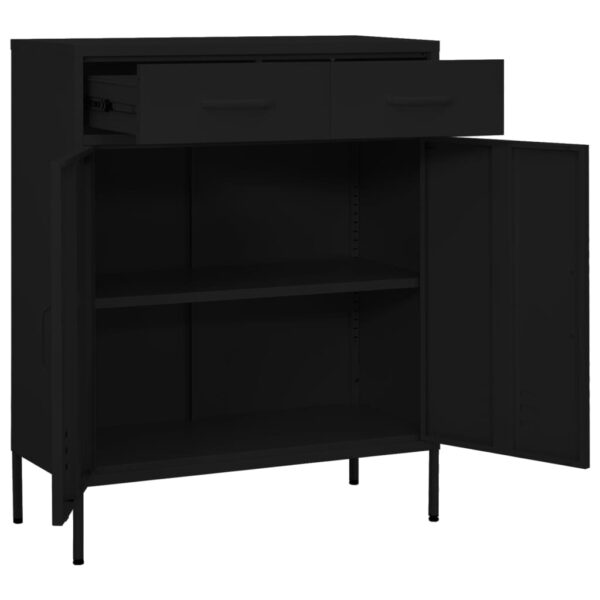 vidaXL Storage Cabinet Black 31.5"x13.8"x40" Steel - Image 5