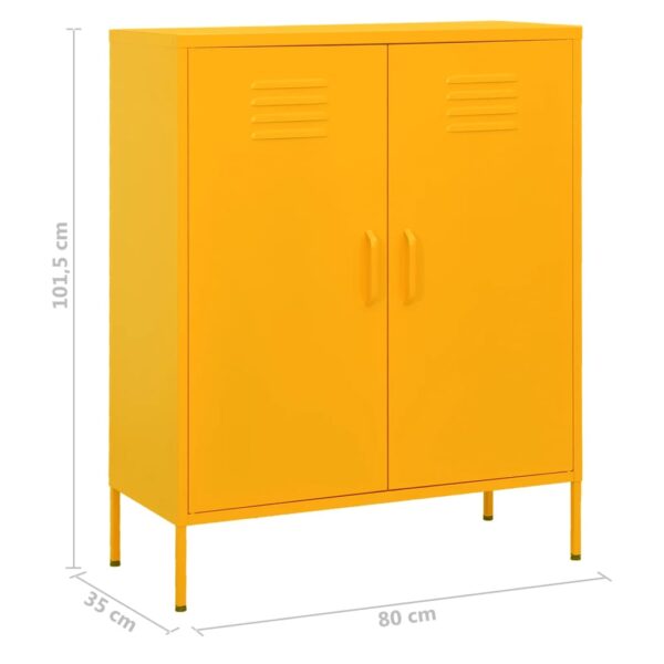 vidaXL Storage Cabinet Mustard Yellow 31.5"x13.8"x40" Steel - Image 9