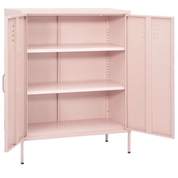 vidaXL Storage Cabinet Pink 31.5"x13.8"x40" Steel - Image 2