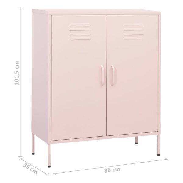 vidaXL Storage Cabinet Pink 31.5"x13.8"x40" Steel - Image 9