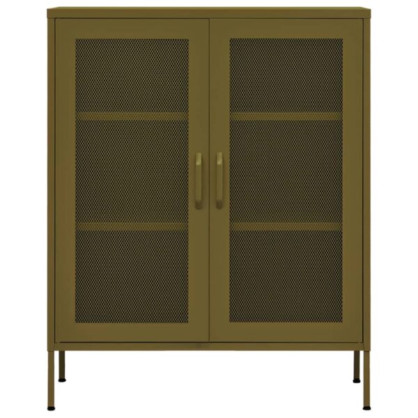 vidaXL Storage Cabinet Olive Green 31.5"x13.8"x40" Steel - Image 3