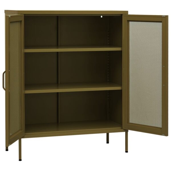 vidaXL Storage Cabinet Olive Green 31.5"x13.8"x40" Steel - Image 4