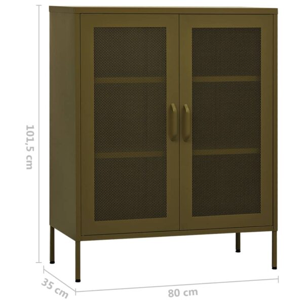 vidaXL Storage Cabinet Olive Green 31.5"x13.8"x40" Steel - Image 9