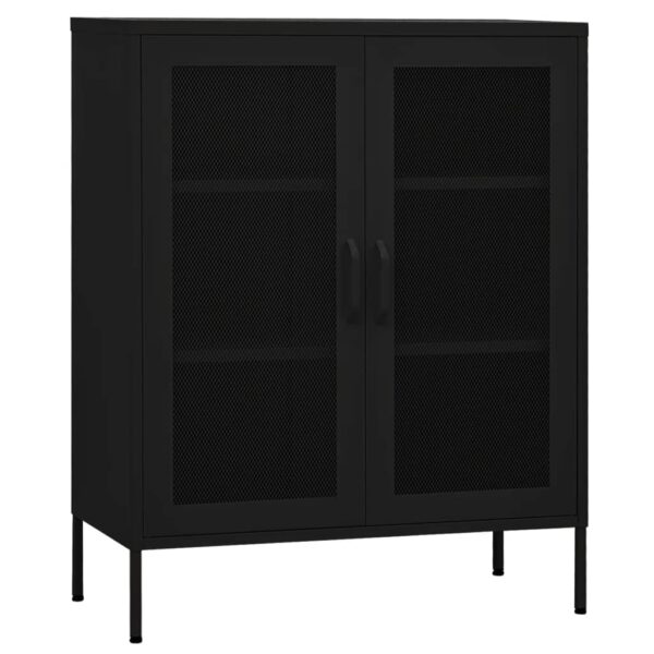 vidaXL Storage Cabinet Black 31.5"x13.8"x40" Steel - Image 2