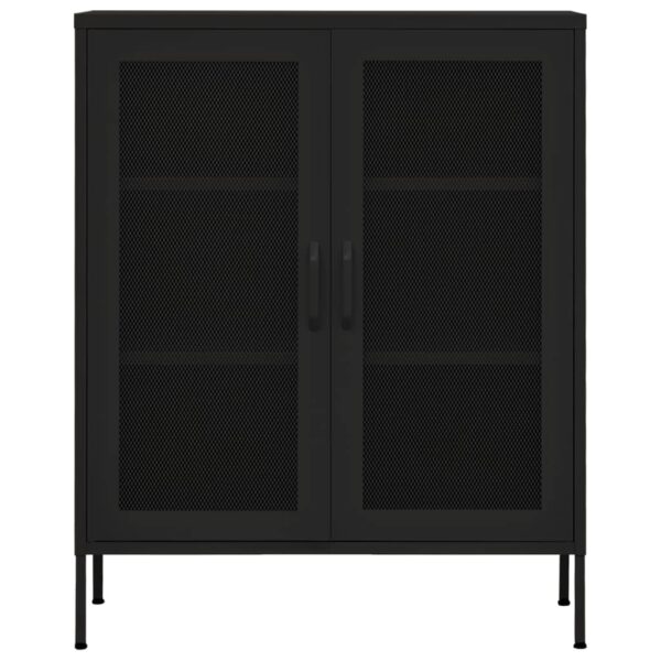 vidaXL Storage Cabinet Black 31.5"x13.8"x40" Steel - Image 3