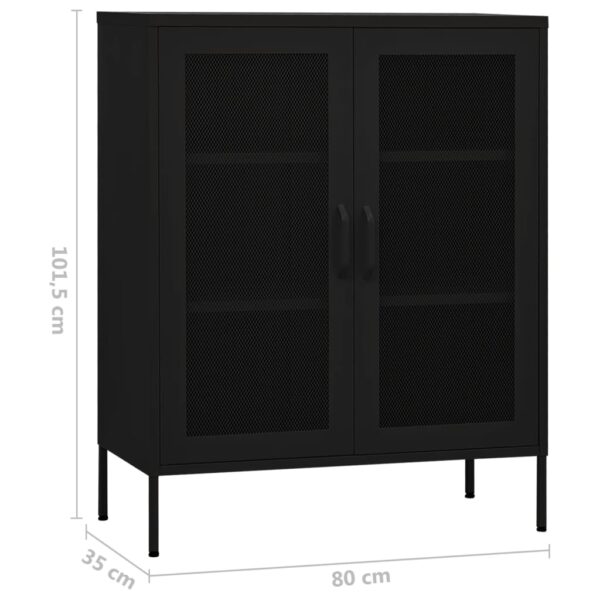 vidaXL Storage Cabinet Black 31.5"x13.8"x40" Steel - Image 9