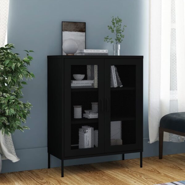 vidaXL Storage Cabinet Black 31.5"x13.8"x40" Steel