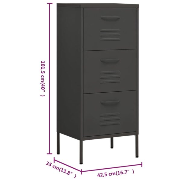 vidaXL Storage Cabinet Anthracite 16.7"x13.8"x40" Steel - Image 10