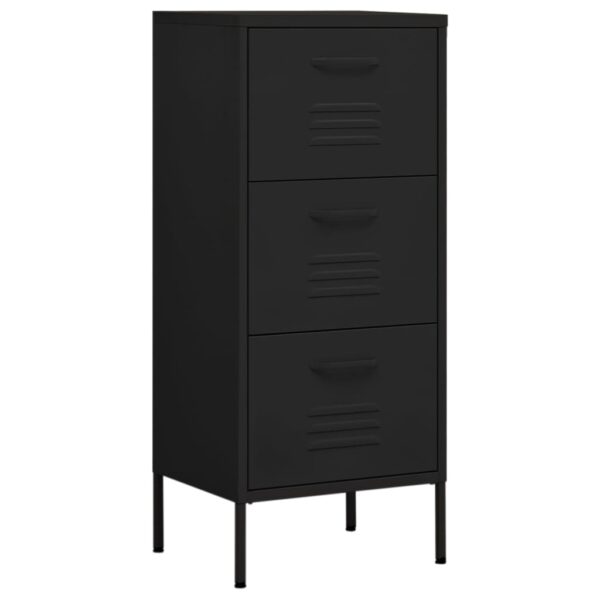 vidaXL Storage Cabinet Black 16.7"x13.8"x40" Steel - Image 2