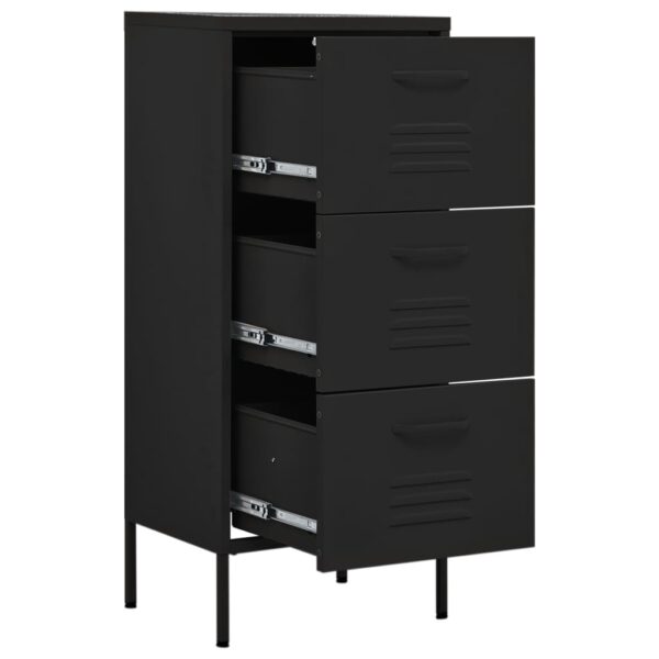 vidaXL Storage Cabinet Black 16.7"x13.8"x40" Steel - Image 6