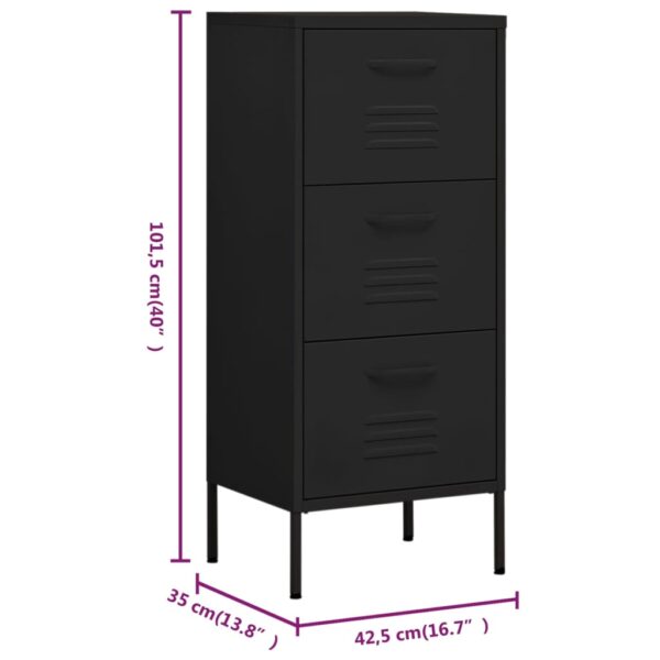 vidaXL Storage Cabinet Black 16.7"x13.8"x40" Steel - Image 10