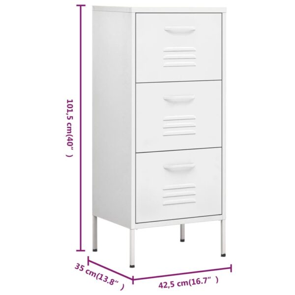 vidaXL Storage Cabinet White 16.7"x13.8"x40" Steel - Image 10