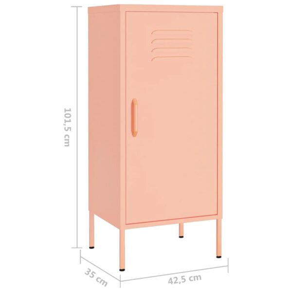 vidaXL Storage Cabinet Pink 16.7"x13.8"x40" Steel - Image 8