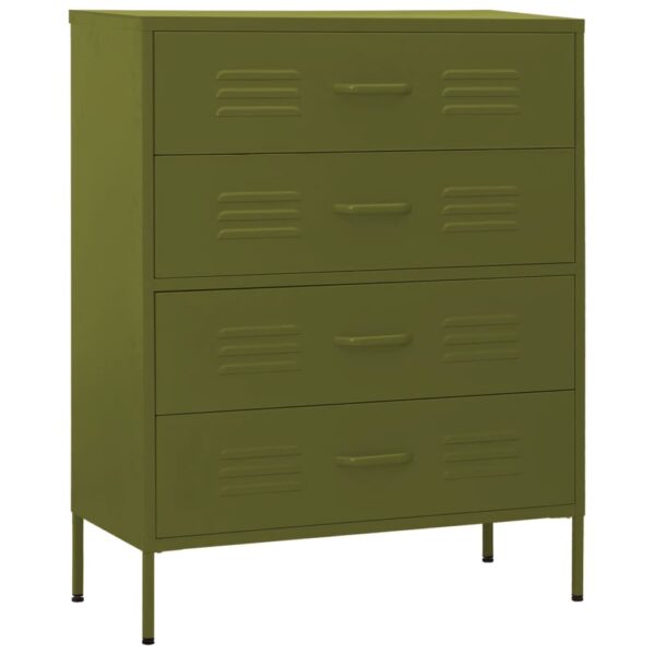 vidaXL Chest of Drawers Olive Green 31.5"x13.8"x40" Steel - Image 2