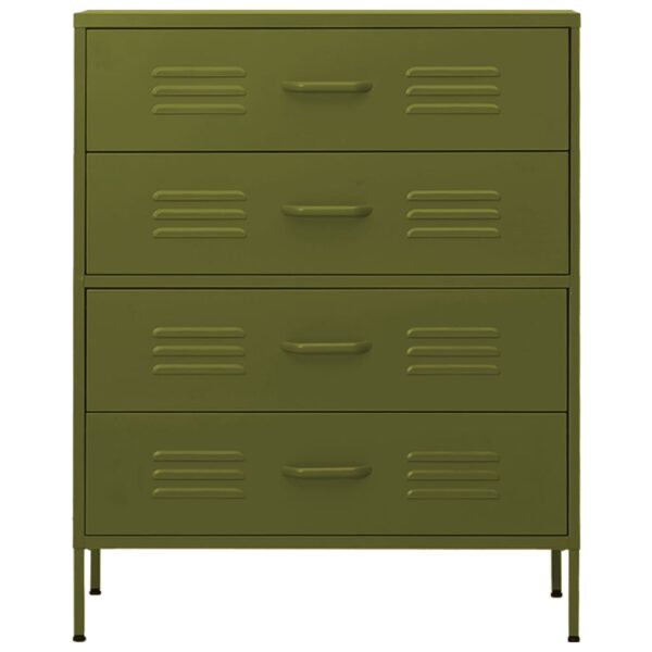 vidaXL Chest of Drawers Olive Green 31.5"x13.8"x40" Steel - Image 3