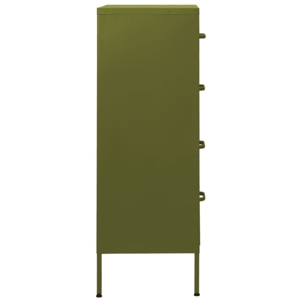 vidaXL Chest of Drawers Olive Green 31.5"x13.8"x40" Steel - Image 4