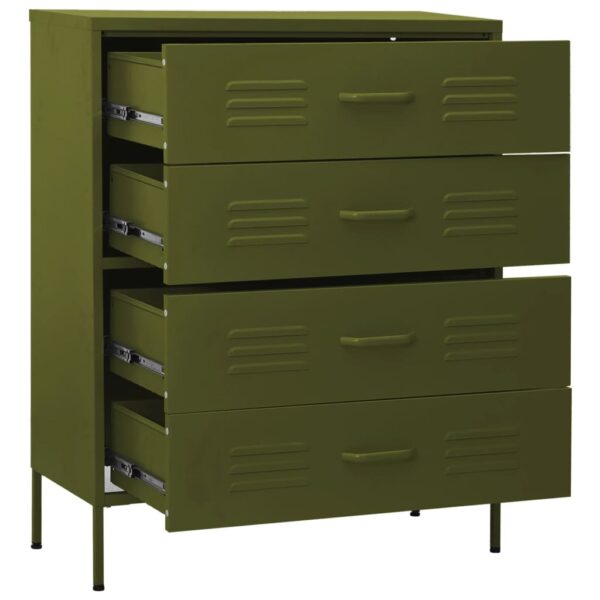 vidaXL Chest of Drawers Olive Green 31.5"x13.8"x40" Steel - Image 6