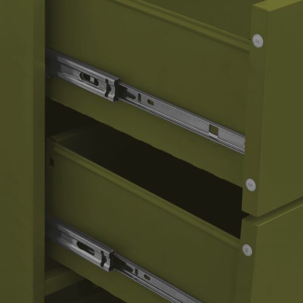 vidaXL Chest of Drawers Olive Green 31.5"x13.8"x40" Steel - Image 8