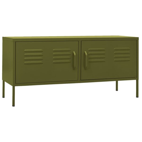 vidaXL TV Stand Olive Green 41.3"x13.8"x19.7" Steel - Image 2