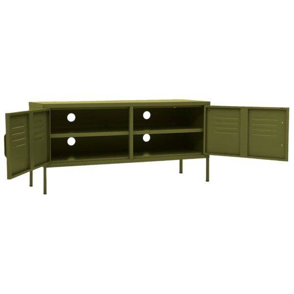 vidaXL TV Stand Olive Green 41.3"x13.8"x19.7" Steel - Image 6