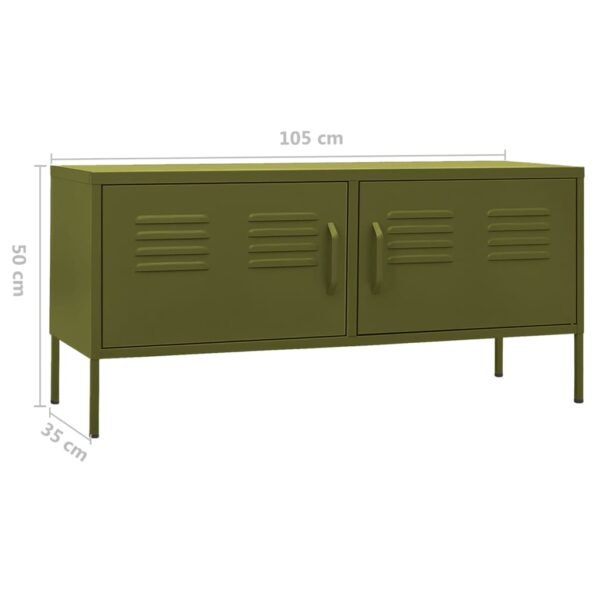 vidaXL TV Stand Olive Green 41.3"x13.8"x19.7" Steel - Image 10