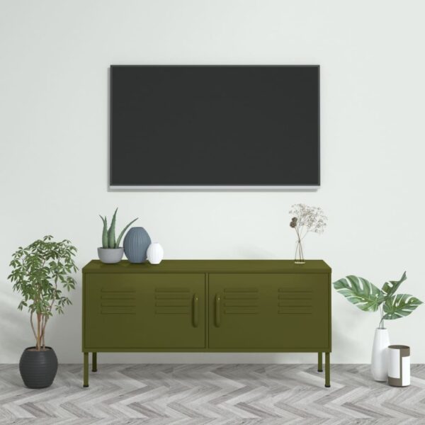 vidaXL TV Stand Olive Green 41.3"x13.8"x19.7" Steel