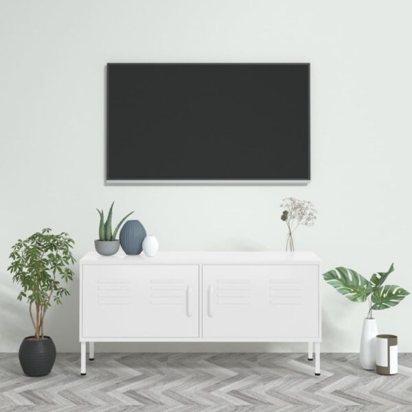 vidaXL TV Stand White 41.3"x13.8"x19.7" Steel