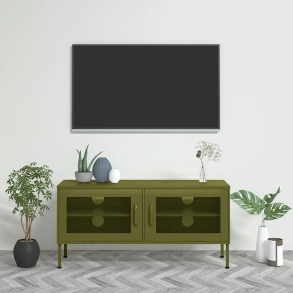 vidaXL TV Stand Olive Green 41.3"x13.8"x19.7" Steel