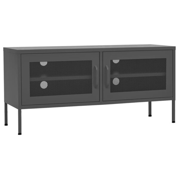 vidaXL TV Stand Anthracite 41.3"x13.8"x19.7" Steel - Image 2