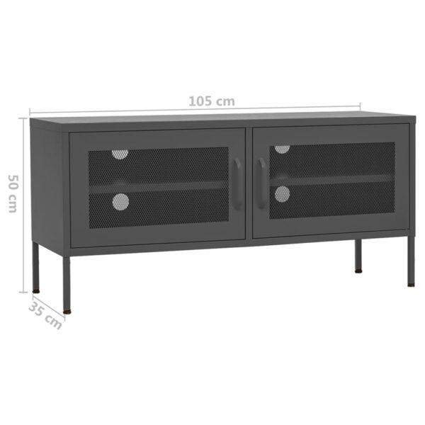 vidaXL TV Stand Anthracite 41.3"x13.8"x19.7" Steel - Image 9