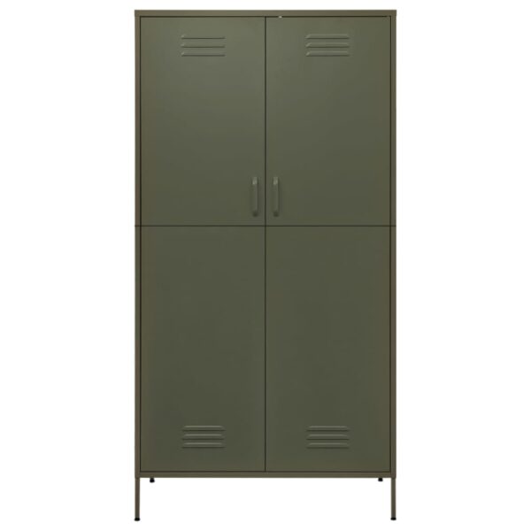 vidaXL Wardrobe Olive Green 35.4"x19.7"x70.9" Steel - Image 3