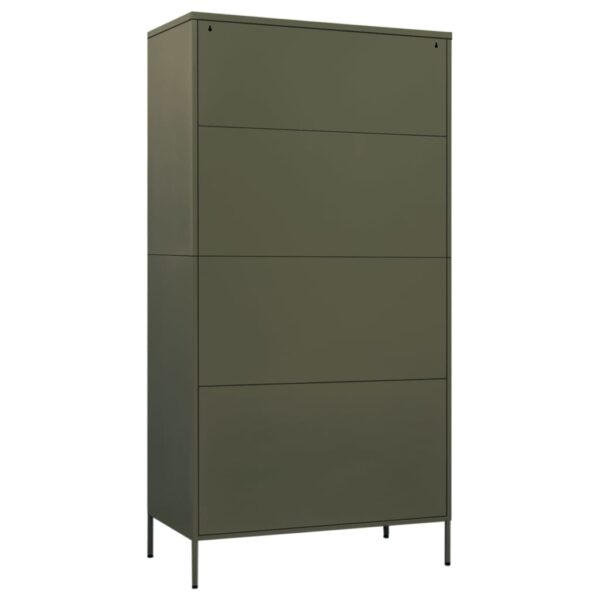 vidaXL Wardrobe Olive Green 35.4"x19.7"x70.9" Steel - Image 5