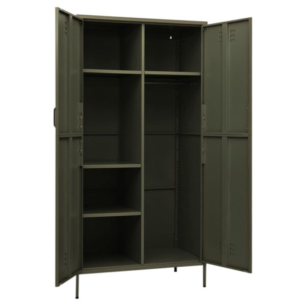 vidaXL Wardrobe Olive Green 35.4"x19.7"x70.9" Steel - Image 6