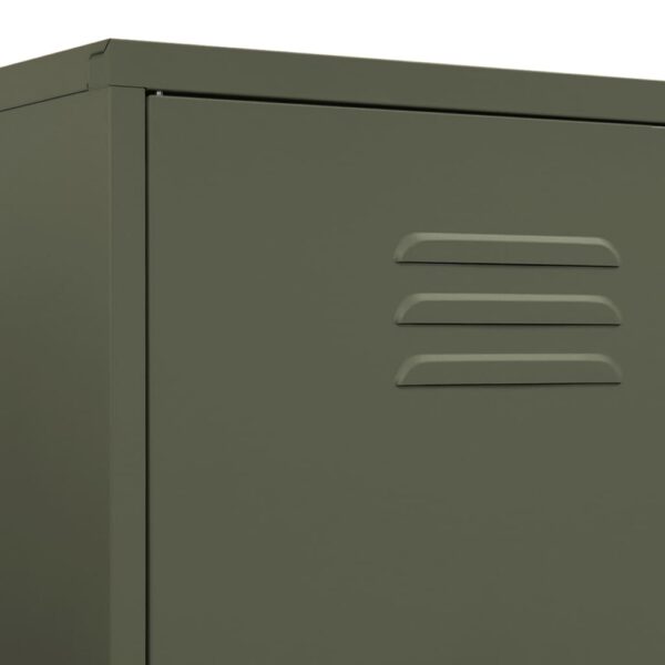 vidaXL Wardrobe Olive Green 35.4"x19.7"x70.9" Steel - Image 8