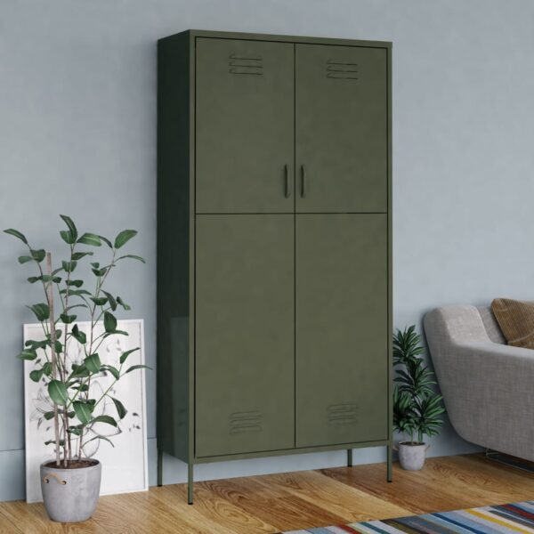 vidaXL Wardrobe Olive Green 35.4"x19.7"x70.9" Steel