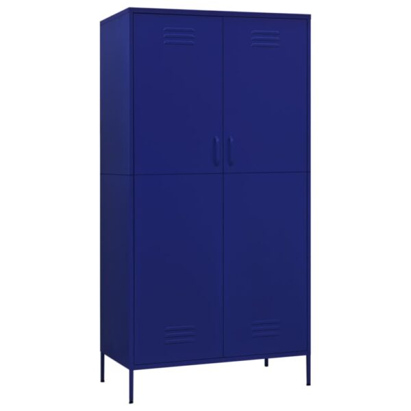 vidaXL Wardrobe Navy Blue 35.4"x19.7"x70.9" Steel - Image 2