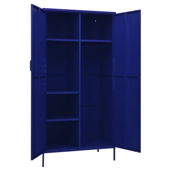 vidaXL Wardrobe Navy Blue 35.4"x19.7"x70.9" Steel - Image 6