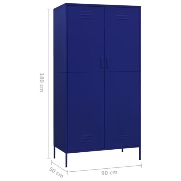 vidaXL Wardrobe Navy Blue 35.4"x19.7"x70.9" Steel - Image 10