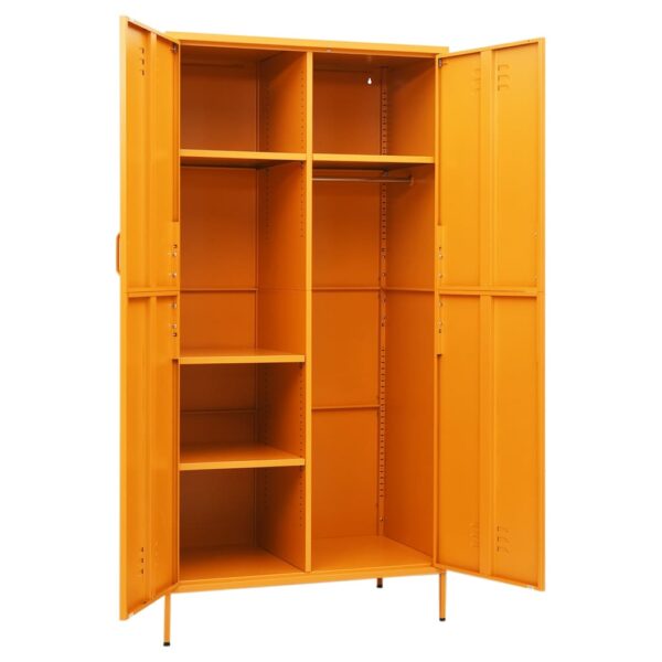 vidaXL Wardrobe Mustard Yellow 35.4"x19.7"x70.9" Steel - Image 6