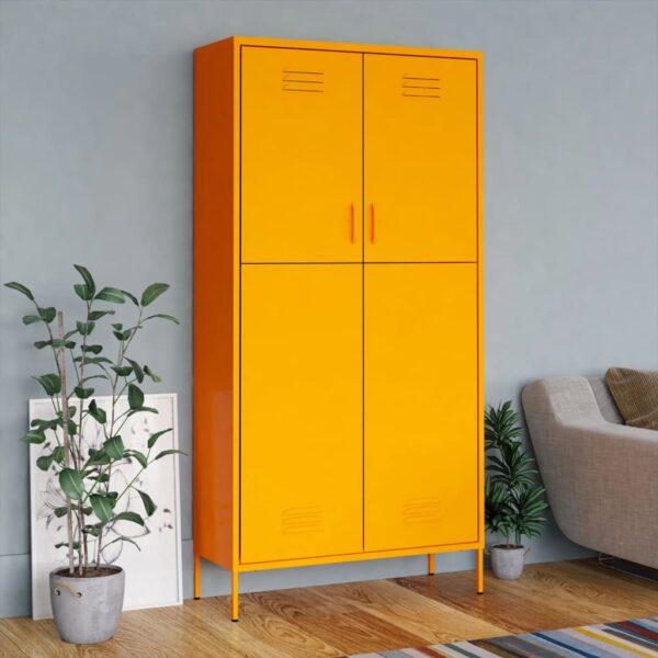 vidaXL Wardrobe Mustard Yellow 35.4"x19.7"x70.9" Steel