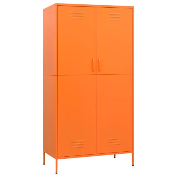 vidaXL Wardrobe Orange 35.4"x19.7"x70.9" Steel - Image 2