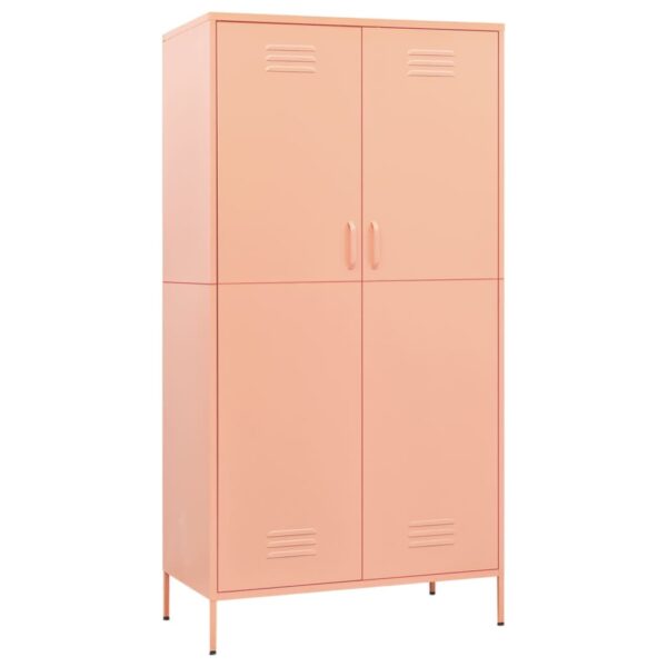 vidaXL Wardrobe Pink 35.4"x19.7"x70.9" Steel - Image 2