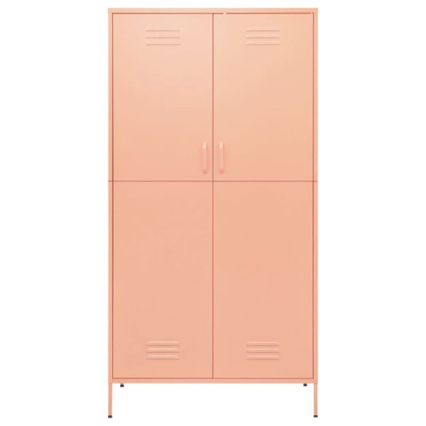 vidaXL Wardrobe Pink 35.4"x19.7"x70.9" Steel - Image 3