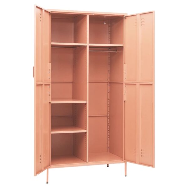 vidaXL Wardrobe Pink 35.4"x19.7"x70.9" Steel - Image 6