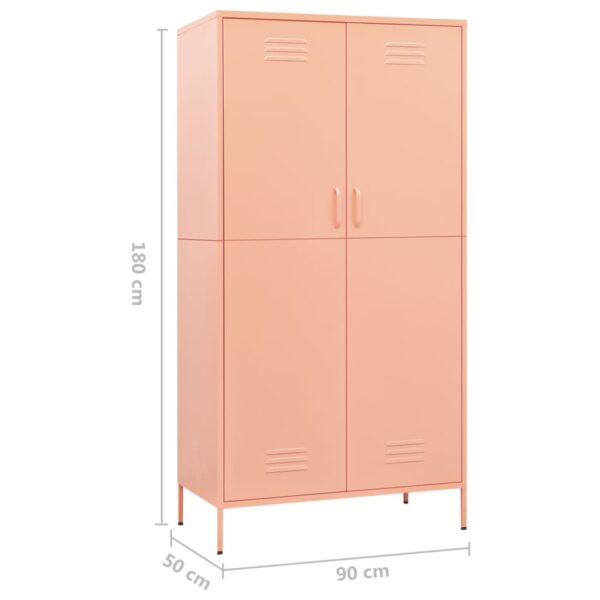 vidaXL Wardrobe Pink 35.4"x19.7"x70.9" Steel - Image 10